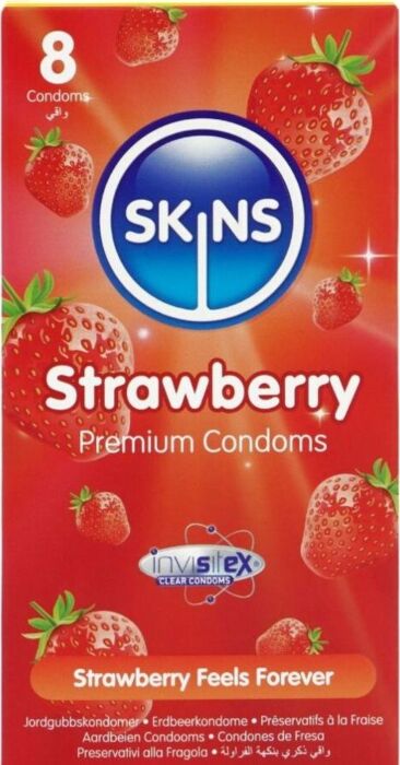 Preservativos Skins Sabor Fresa - Pack 8 Premium