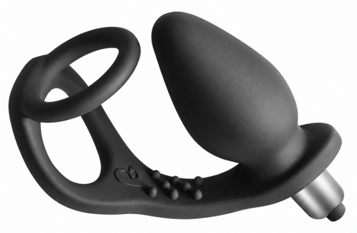 Vibromasseur prostatique ROCKS-OFF RO-ZEN à double anneau, 7 vitesses, noir onyx