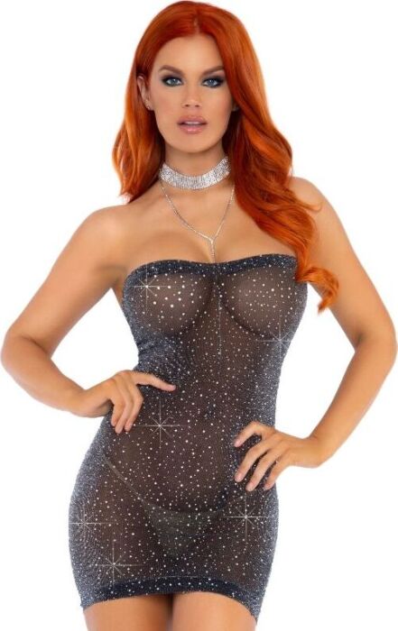 Robe tube Leg Avenue avec strass et lurex