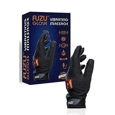 FUZU VIBRATING MASSAGE GLOVE LEFT HAND MEDIUM - BLACK