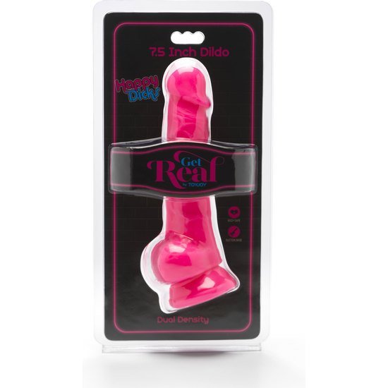 Happy dicks dildo con testículos 19cm - rosa