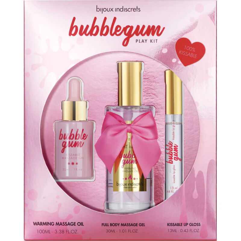 Bijoux - Indiscrets Bubblegum Play Kit avec Huile, Gel & Gloss pour les Lèvres