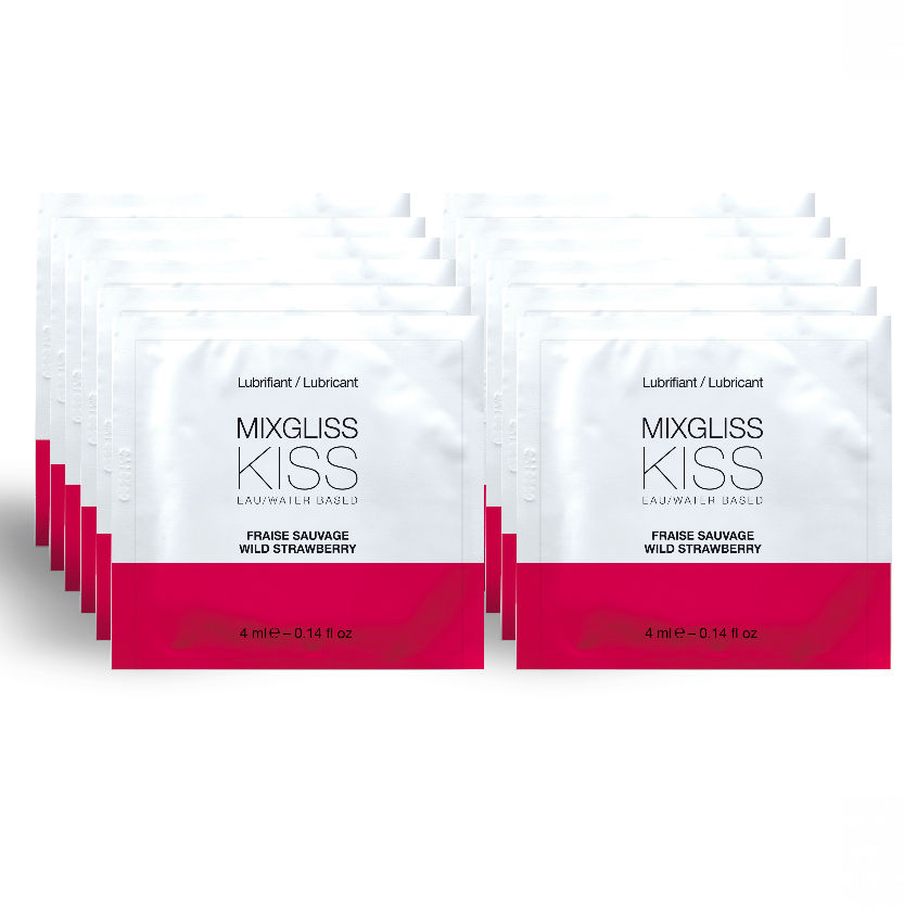 Mixgliss - Lubrifiant à base d'eau saveur fraise 12 monodoses de 4 ml